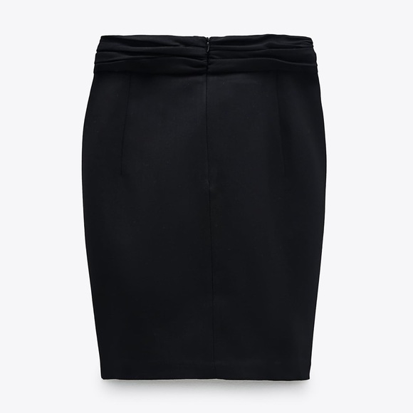 NWT ZARA High Waisted Draped Mini Skirt Black M - Picture 3 of 3